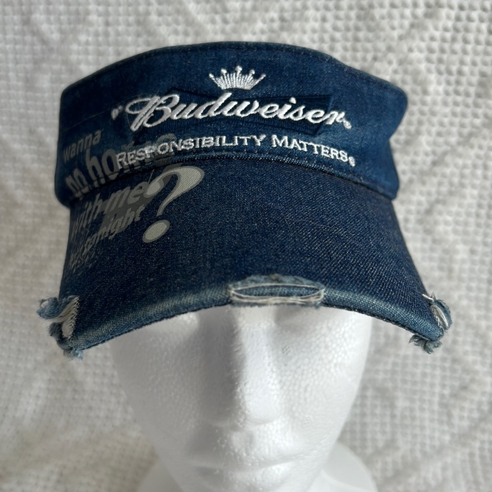 Vintage Budweiser jean visor with Velcro strap